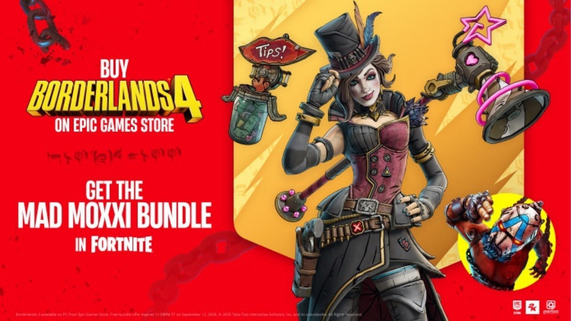 Here's how you can get your hands on the Mad Moxxi bundle in Fortnite for free (Image via 2K Games/Epic Games)